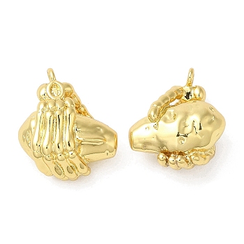 Rack Plating Brass Pendants,  Lead Free & Cadmium Free, Long-Lasting Plated, Hand Charm, Real 18K Gold Plated, 15x13x7mm, Hole: 1.4mm