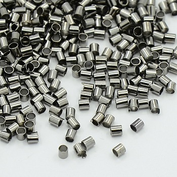 Brass Tube Crimp Beads, Cadmium Free & Lead Free, Gunmetal, about 2mm wide, 2mm long, hole: 1.5mm, about 900pcs/10g