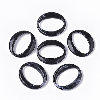 Acrylic Linking Rings, Imitation Gemstone Style, Oval, Black, 39.5x34.5x6.5mm, Inner Diameter: 33x18.5mm, about: 172pcs/500g