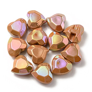 UV Plating Rainbow Iridescent Acrylic Beads, Heart, Sandy Brown, 22x23x13mm, Hole: 3.5mm