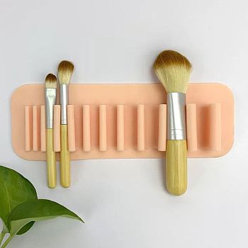 Silicone Wall Mounted Cosmetic Brush Storage Stands, for Makeup Brush Holder, PeachPuff, 0.7x2.05x0.25cm