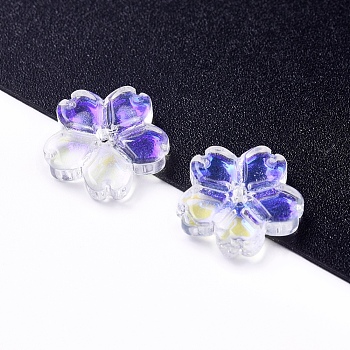 Electroplate Glass Beads, Flower, Clear AB, 11x2.7mm, Hole: 1mm
