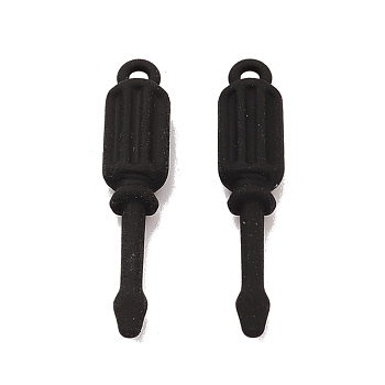 Spray Painted Alloy Pendants, Long-Lasting Plated, Lead Free & Cadmium Free, Screwdriver, Black, 31x6x4.5mm, Hole: 1.8mm
