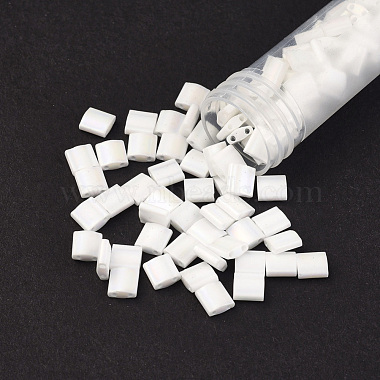 5mm White Square Glass Beads