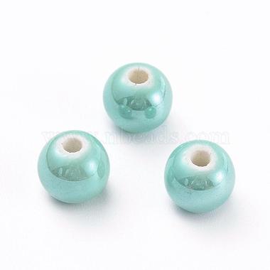 10mm Aquamarine Round Porcelain Beads