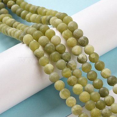 Round Frosted Natural TaiWan Jade Bead Strands(G-M248-6mm-02)-7