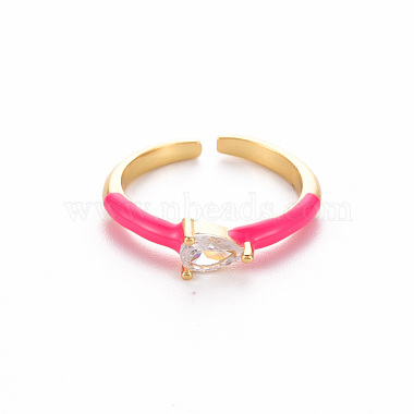Deep Pink Brass+Cubic Zirconia Finger Rings