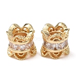Brass Pave Clear Cubic Zirconia Beads, Rack Plating, Long-Lasting Plated, Golden, 7.5x8mm, Hole: 3.5mm(KK-L272-06G)