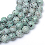 Natural Sesame Jasper/Kiwi Jasper Bead Strands, Round, Medium Aquamarine, 10~11mm, Hole: 1mm, about 39pcs/strand, 15.2 inch(X-G-R345-10mm-12)