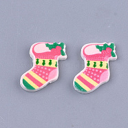 Resin Cabochons, Christmas Sock, Colorful, 19x18x3mm(CRES-T015-16)