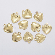 304 Stainless Steel Charms, Puffed Heart, Real 18k Gold Plated, 10x8x0.8mm, Hole: 1mm(STAS-F160-31G)