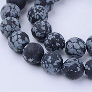 Natural Snowflake Obsidian Beads Strands, Frosted, Round, 6~6.5mm, Hole: 1mm, about 61pcs/strand, 14.7 inch(G-Q462-6mm-10)