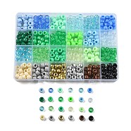 24 Styles DIY Acrylic & PP Plastic Pony Beads Jewelry Making Finding Kits, Green, 9x6mm, Hole: 3.5mm, about 769pcs/set(DIY-L073-08E)