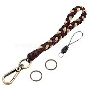 Boho Macrame Wristlet Keychain Keying, Handmade Braided Tassel Wrist Lanyard with Portable Anti-Lost Mobile Rope for Women, Coconut Brown, 19cm(KEYC-SW00004-05)