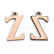 Ion Plating(IP) 304 Stainless Steel Alphabet Charms, Rose Gold, Letter.Z, 12x7.5x1mm, Hole: 1mm(STAS-H122-Z-RG)