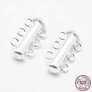 Sterling Silver Slide Lock Clasps, Peyote Clasps,, Silver, 18~19x11x6mm, Hole: 2mm(STER-K035-02)
