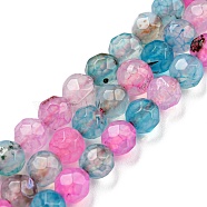 Natural Agate Beads Strands, Faceted Round, Dyed & Heated, Hot Pink, 4mm, Hole: 0.8mm, about 91pcs/strand, 14.57 inch(37cm)(G-Q1000-01H)
