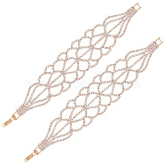 2Pcs Crystal Rhinestone Teardrop Link Bracelet, Alloy Jewelry for Women, Light Gold, 6-3/4 inch(17cm)(BJEW-FG0001-01B)