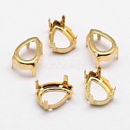 Flat Teardrop Brass Sew on Prong Settings, Claw Settings for Pointed Back Rhinestone, Open Back Settings, Golden, 18x13x0.4mm, Fit for 13x18mm cabochons(KK-N0084-A02-13x18G)
