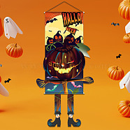 Halloween Theme Felt Cloth Hanging Door Signs, Wall Decoration, Decorative Props for Indoor, Outdoor, Pumpkin Pattern, 1280~1375mm(HJEW-L027-A01)