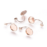 Ion Plating(IP) 304 Stainless Steel Ear Nuts, Butterfly Earring Backs for Post Earrings, Flat Round Cabochon Settings, Rose Gold, Tray: 12mm, 29.5x13.5x17mm, Hole: 0.8mm(STAS-K190-05B-RG)