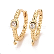 Rack Plating Brass Micro Pave Cubic Zirconia Hoop Earrings Finding, with Horizontal Loop, Cadmium Free & Nickel Free & Lead Free, Round, Real 18K Gold Plated, 14x2mm, Hole: 1.2mm, Pin: 1mm(KK-C239-01G)