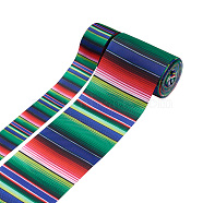 2Rolls 2 Styles Stripe Pattern Printed Polyester Grosgrain Ribbon, for DIY Bowknot Accessories, Colorful, 1roll/style(OCOR-TA0001-37L)