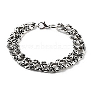 Retro Alloy Skull Curb Chains Bracelets for Women Men, Antique Silver, 8-1/2 inch(21.6cm)(BJEW-L684-002AS)