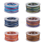 6 Rolls 6 Colors Segment Dyed Polyester Thread, Braided Cord, Mixed Color, 0.8mm, about 54.68 yards(50m)/roll, 1roll/color(OCOR-EL0001-01A)
