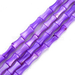 Natural Freshwater Shell Beads Strands, Dyed, Bamboo Stick Shape, Blue Violet, 8x4.5mm, Hole: 0.8mm, about 46pcs/strand, 14.49 inch(36.8cm)(SHEL-G013-01G)
