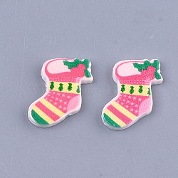 Resin Cabochons, Christmas Sock, Colorful, 19x18x3mm(CRES-T015-16)