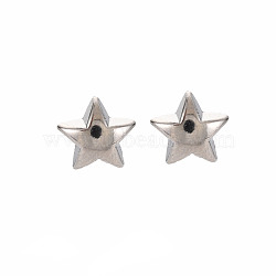 Star Stud Earrings for Women, Cadmium Free & Lead Free, Silver, 9x9.5mm, Pin: 0.6mm(EJEW-S213-03A-01S-RS)