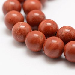 Natural Red Jasper Beads Strands, Grade A-, Round, 10mm, Hole: 1mm, about 38pcs/strand, 15.5 inch(39cm)(X-G-E375-10mm-03)