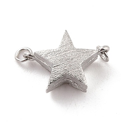 925 Sterling Silver Magnetic Clasps, With Jump Rings, Textured Star, Platinum, 14x10x5mm, Hole: 1.2mm(STER-A001-04P)