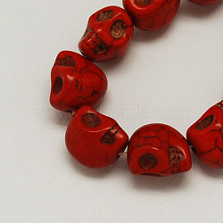 Synthetical Turquoise Beads Strands, Dyed, Skull, for Halloween, Red, 15x12x14mm, Hole: 1.5mm, about 22pcs/strand(TURQ-S105-15x12mm-06)