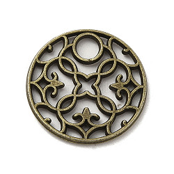 Tibetan Style Alloy Pendants, Cadmium Free & Lead Free, Circled Flower Shape, Antique Bronze, 19.5x1.5mm, Hole: 3.5mm, about 709Pcs/1000G(PALLOY-M217-32AB)