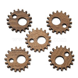 Walnut Wood Pendants, Gear Charm, Camel, 23.5x2.5mm, Hole: 4mm and 8mm(WOOD-F013-13)