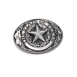 Alloy Smooth Buckles, Belt Fastener, Oval with Star Pattern, Gunmetal, 67x89.5x8mm, Hole: 40.5x17mm(AJEW-WH0251-57B)