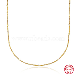 925 Sterling Silver Chain Necklaces, Real 18K Gold Plated, 15.75 inch(40cm)(UW2012-2)