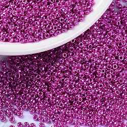 MIYUKI Round Rocailles Beads, Japanese Seed Beads, 15/0, (RR1077) Galvanize Dark Pink, 15/0, 1.5mm, Hole: 0.7mm, about 250000pcs/pound(SEED-G009-RR1077)