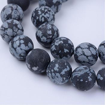 Natural Snowflake Obsidian Beads Strands, Frosted, Round, 6~6.5mm, Hole: 1mm, about 61pcs/strand, 14.7 inch