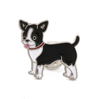 Dog Enamel Pin with Brass Butterfly Clutches, Alloy Badge for Backpack Clothing, Chihuahua, 23.5x24x10mm, Pin: 1.1mm