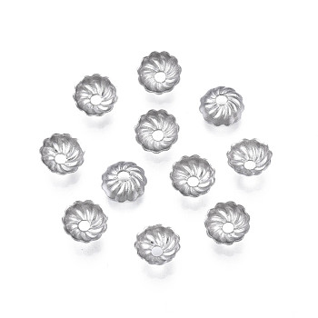 304 Stainless Steel Bead Caps, Multi-Petal, Flower, Stainless Steel Color, 6x2mm, Hole: 1.4mm