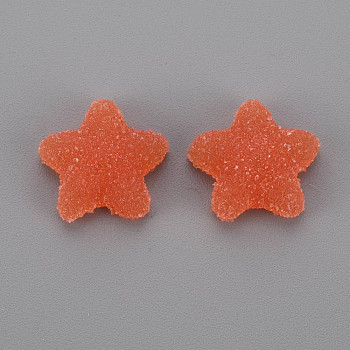 Transparent Clear Epoxy Resin Cabochons, Star, Orange Red, 17.5x18x6mm