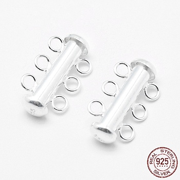 Sterling Silver Slide Lock Clasps, Peyote Clasps,, Silver, 18~19x11x6mm, Hole: 2mm