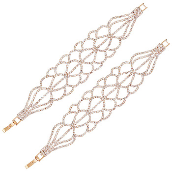 2Pcs Crystal Rhinestone Teardrop Link Bracelet, Alloy Jewelry for Women, Light Gold, 6-3/4 inch(17cm)