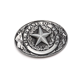 Alloy Smooth Buckles, Belt Fastener, Oval with Star Pattern, Gunmetal, 67x89.5x8mm, Hole: 40.5x17mm