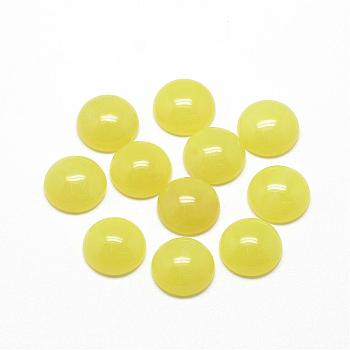 Natural Lemon Jade Cabochons, Dyed, Half Round/Dome, Yellow, 16x6mm
