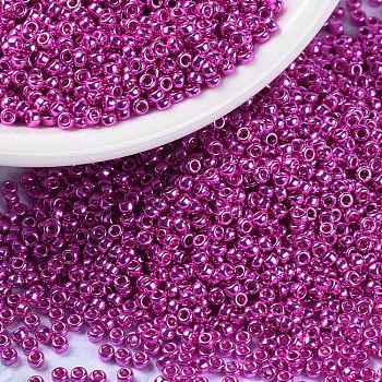 MIYUKI Round Rocailles Beads, Japanese Seed Beads, 15/0, (RR1077) Galvanize Dark Pink, 15/0, 1.5mm, Hole: 0.7mm, about 250000pcs/pound