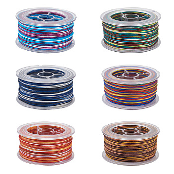 6 Rolls 6 Colors Segment Dyed Polyester Thread, Braided Cord, Mixed Color, 0.8mm, about 54.68 yards(50m)/roll, 1roll/color